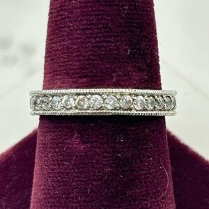 Signed RP 925 Sterling Silver CZ Eternity Band Ring Size 8.75
